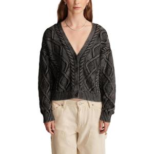 Lucky Brand Womens Cable Stitch Long Sleeve Cardi(Dark Black)