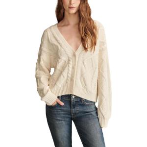 Lucky Brand Womens Cable Stitch Long Sleeve Cardi(Tofu)