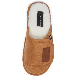 Lucky Brand Boys Slippers – Fuzzy Non Slip Memory Foam House Slippers for Kids – Plush Soft Rubber Sole Bedroom Shoes(Tan)