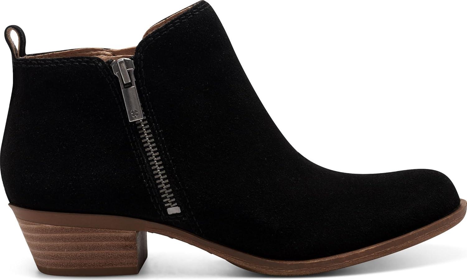 image:imageLucky Brand Womens Basel Bootie Ankle BootBlackNatural Oiled Suede