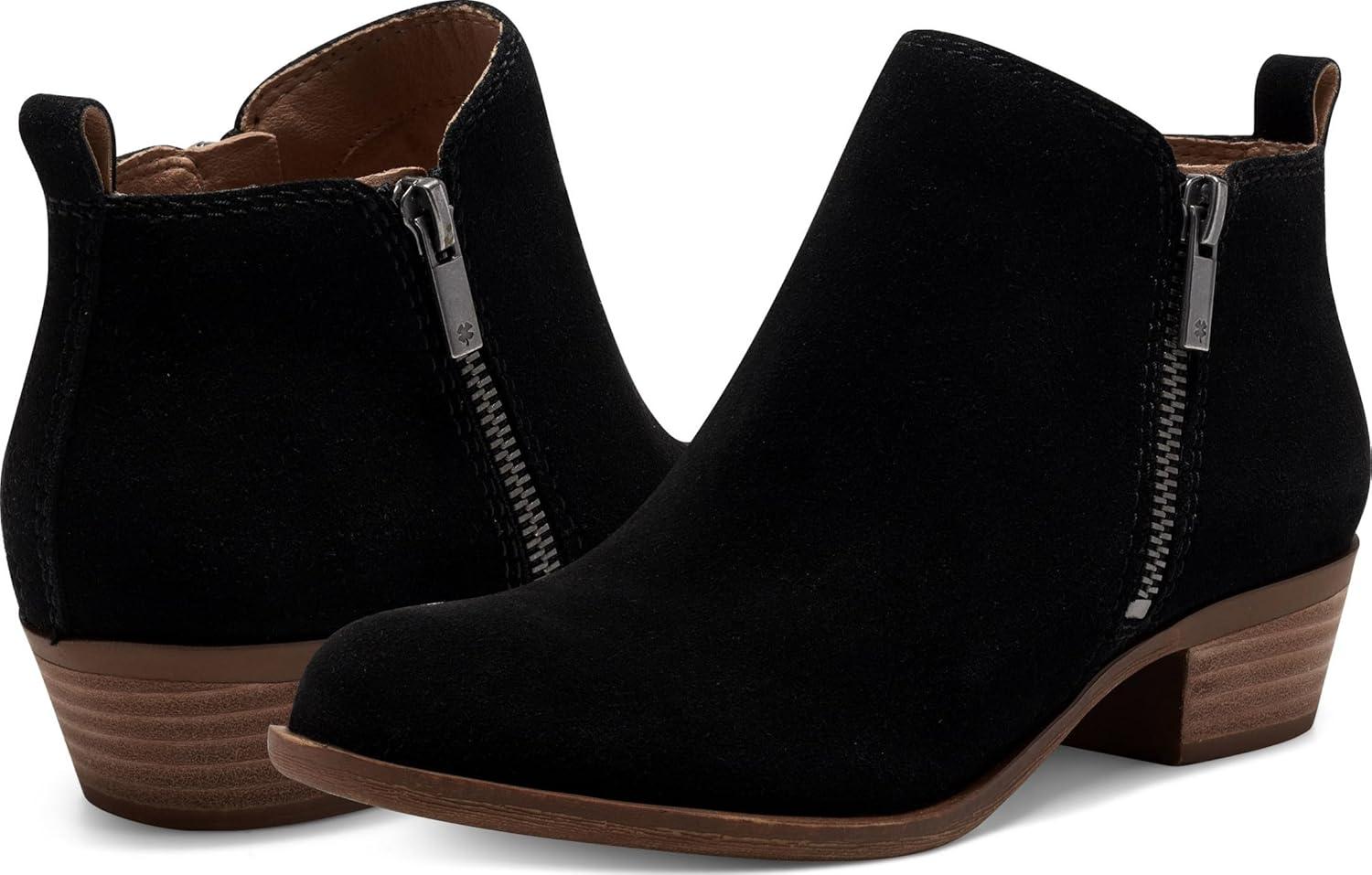 image:imageLucky Brand Womens Basel Bootie Ankle BootBlackNatural Oiled Suede