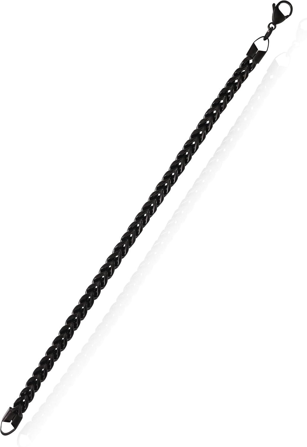 image:imageLucky Brand Mens Stainless Steel 8MM Figaro Bracelet Black Plated Durable Chain Link Jewelry