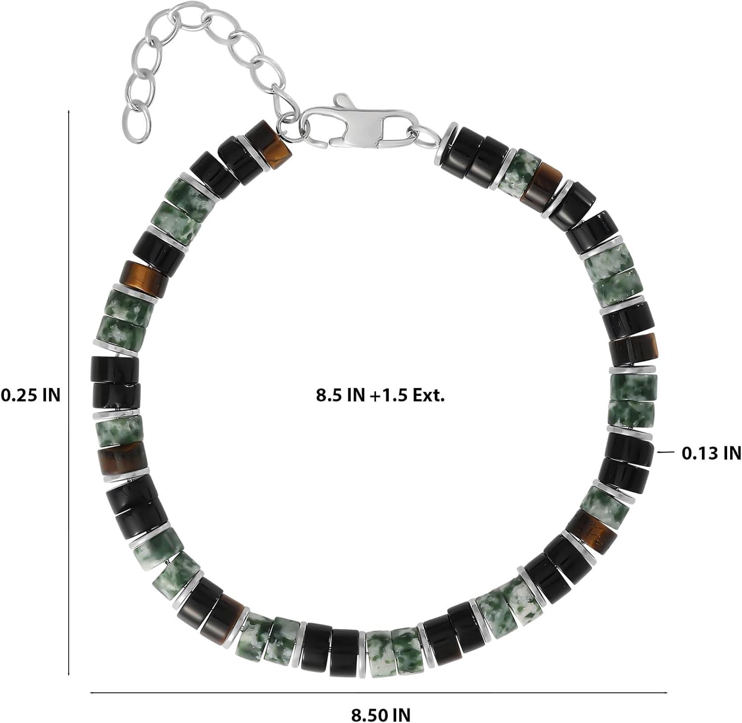 image:imageLucky Brand Multi Green Bead Bracelet for Men Stainless Steel 8515 Beaded Green Bracelet
