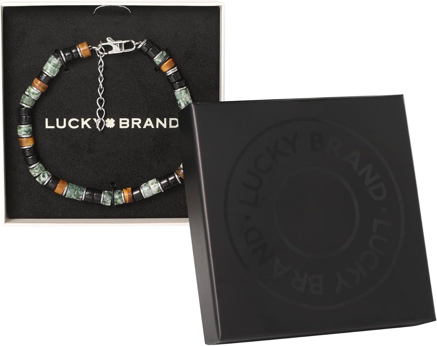 image:imageLucky Brand Multi Green Bead Bracelet for Men Stainless Steel 8515 Beaded Green Bracelet