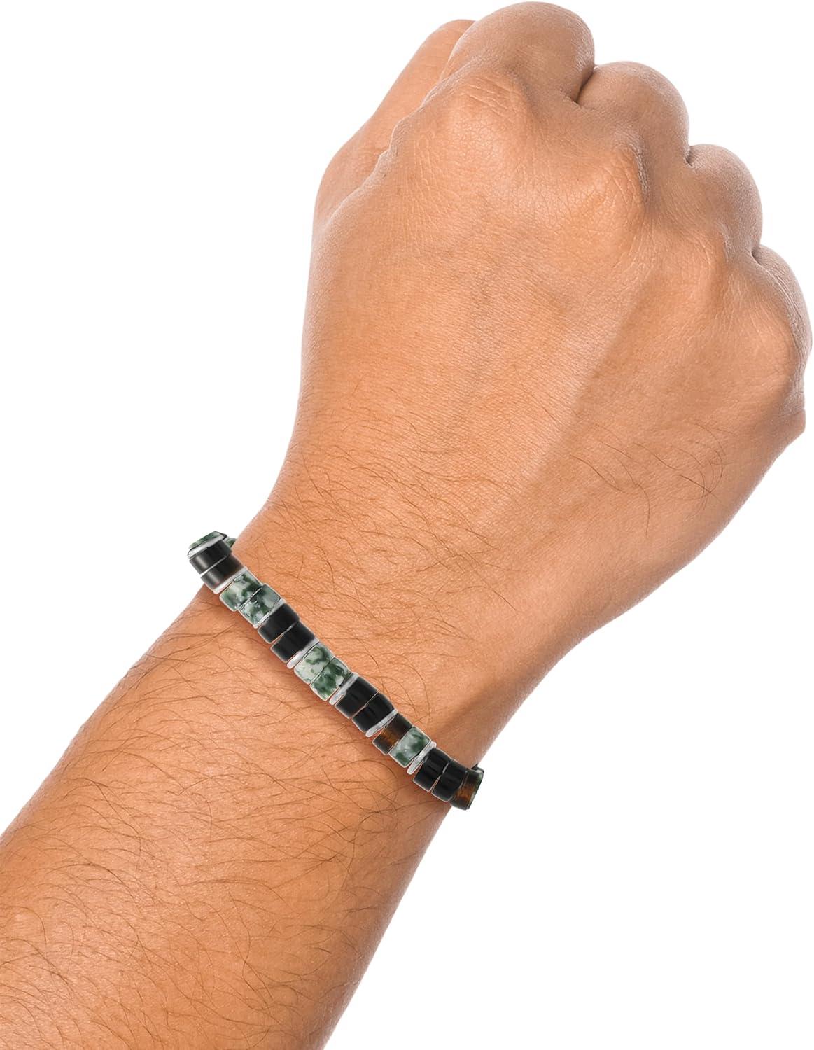 image:imageLucky Brand Multi Green Bead Bracelet for Men Stainless Steel 8515 Beaded Green Bracelet