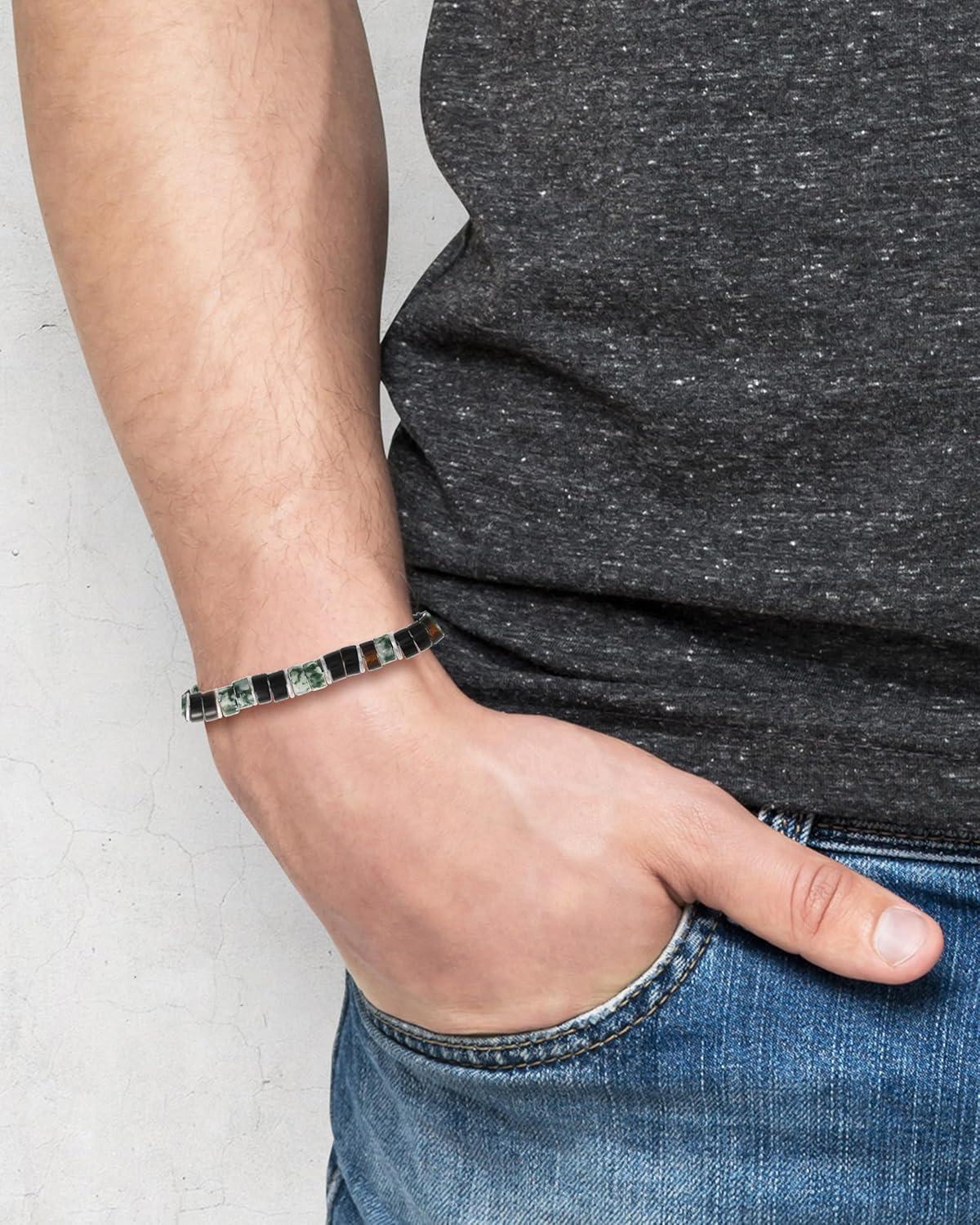 image:imageLucky Brand Multi Green Bead Bracelet for Men Stainless Steel 8515 Beaded Green Bracelet