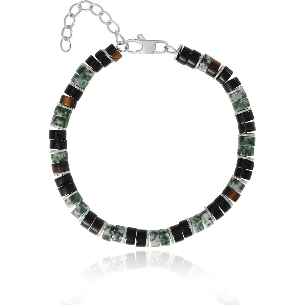 image:imageLucky Brand Multi Green Bead Bracelet for Men Stainless Steel 8515 Beaded Green Bracelet