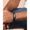 Lucky Brand 3-Row Black Bracelet for Men 8.5″, Stainless Steel Feather Bracelet
