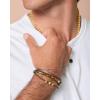 Lucky Brand 3-Row Brown Bracelet for Men 8.5″, Gold-Tone Stainless Steel Braided Bracelet with Beads