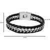 Lucky Brand Mens Stainless Steel Bracelet 8.5″, Stainless Steel & Black Leather Link Bracelet