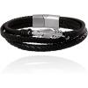Lucky Brand 3-Row Black Bracelet for Men 8.5″, Stainless Steel Feather Bracelet