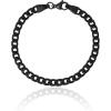 Lucky Brand Men’s Stainless Steel 8MM Figaro Bracelet – Black Plated Durable Chain Link Jewelry
