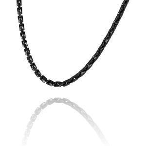 Lucky Brand Mens Black Rectangular Link Chain Necklace 22″, 304 Stainless Steel 5MM Chain, Black Jewelry