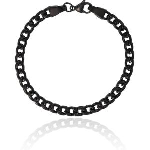 Lucky Brand Men’s Stainless Steel 8MM Figaro Bracelet – Black Plated Durable Chain Link Jewelry