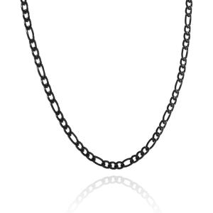 Lucky Brand Men’s Stainless Steel Figaro Chain Necklace – 22” Black-Plated 8MM Durable 304 Steel Link Jewelry