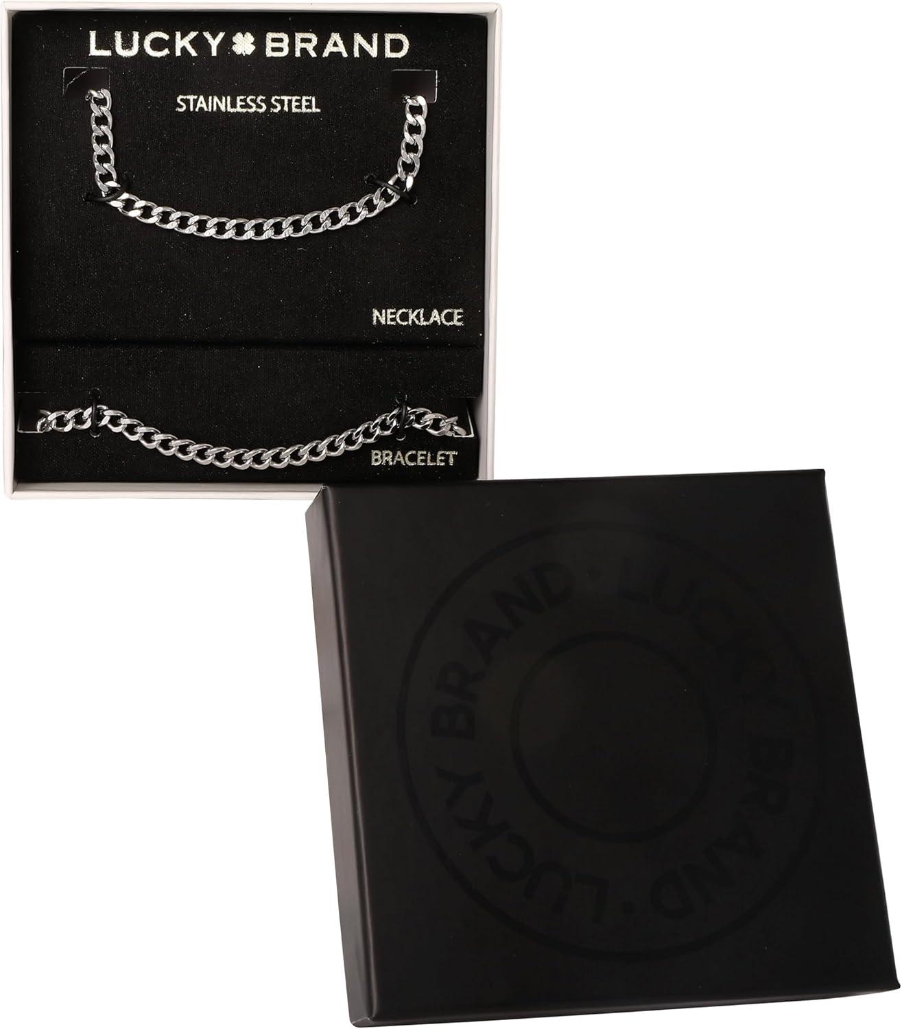 image:imageLucky Brand Mens Jewelry Set with Curb Chain Necklace 22 and Bracelet 85 304 4MM Stainless Steel