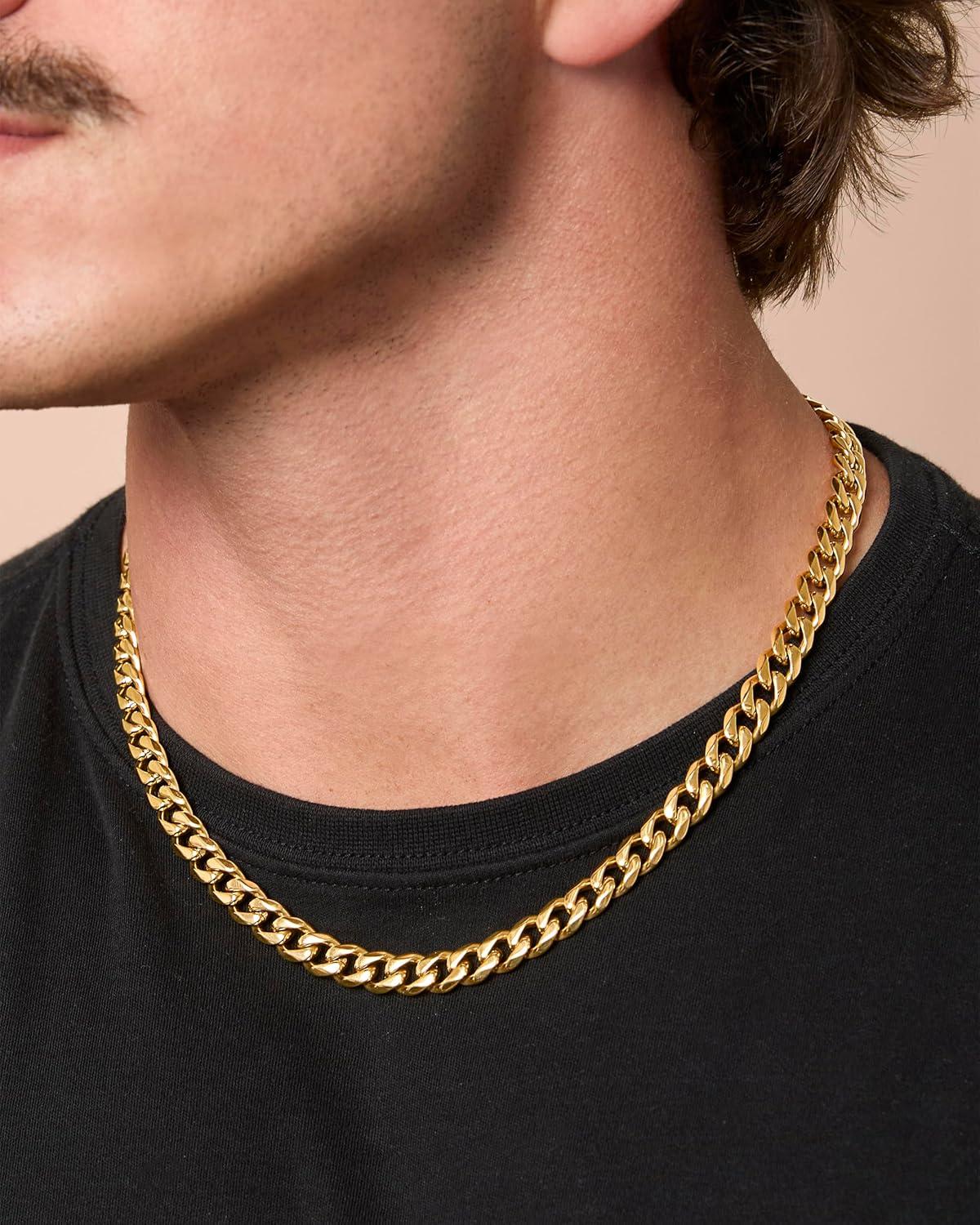 image:imageLucky Brand Mens Stainless Steel Curb Chain Necklace 20 Gold TonePlated 316L Stainless Steel