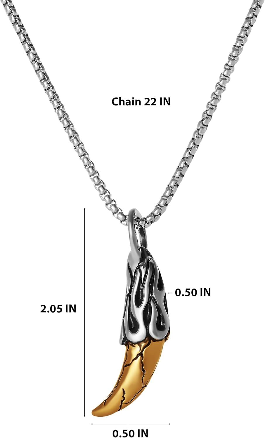 image:imageLucky Brand TwoTone Tooth Pendant Necklace for Men 22 Stainless Steel Necklace with Gold and SilverTone Tooth Pendant