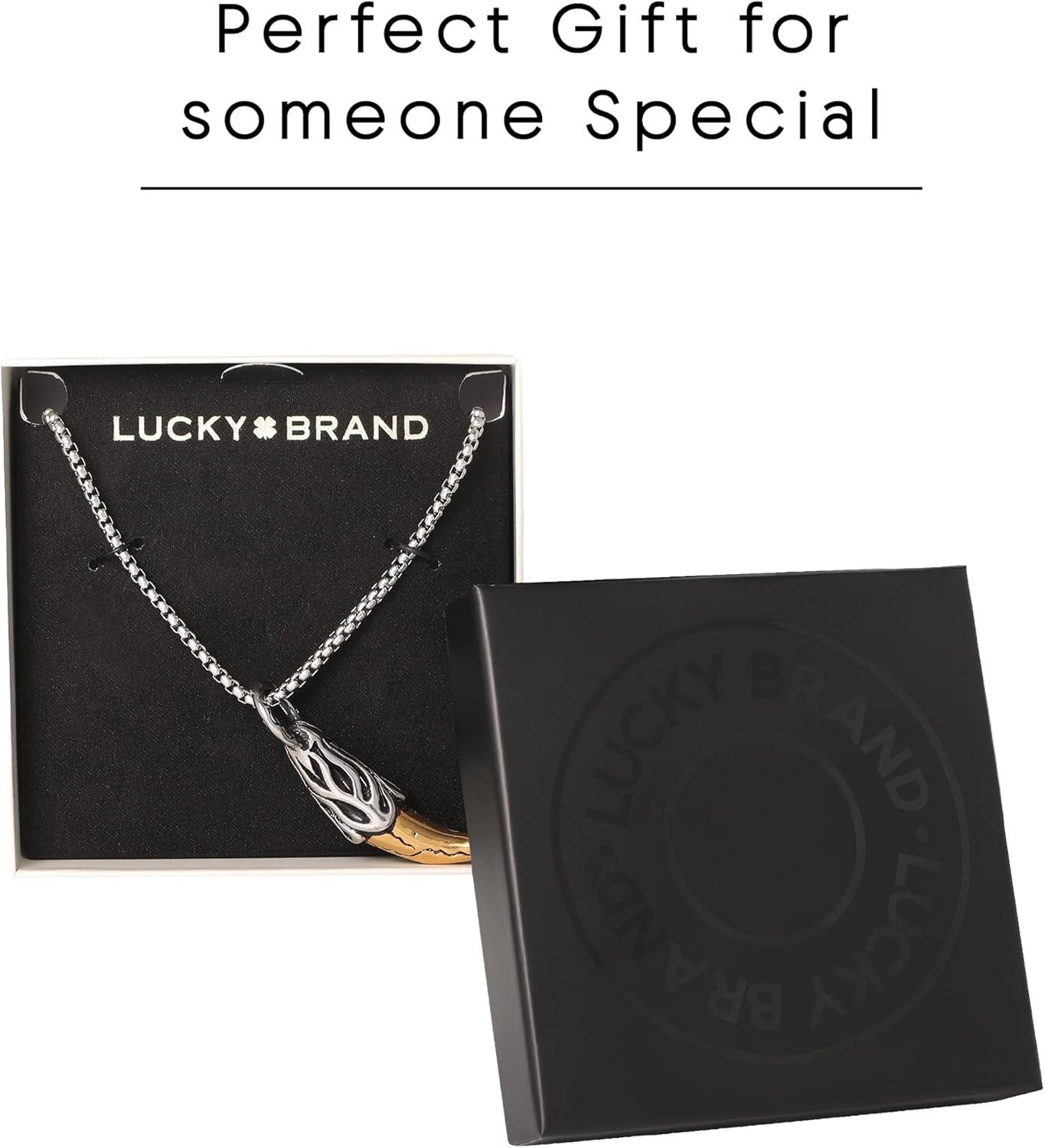 image:imageLucky Brand TwoTone Tooth Pendant Necklace for Men 22 Stainless Steel Necklace with Gold and SilverTone Tooth Pendant