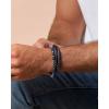 Lucky Brand 3-Row Blue Bracelet for Men 8.5″, Stainless Steel Braided and Bead Bracelet