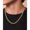 Lucky Brand Men’s Stainless Steel Rope Chain Necklace – 22” Gold-Tone Plated 7MM Durable 316L Steel Jewelry