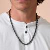 Lucky Brand Men’s Stainless Steel Rope Chain Necklace – 24” Black-Plated 7MM Durable 316L Steel Jewelry