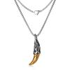 Lucky Brand Two-Tone Tooth Pendant Necklace for Men 22″, Stainless Steel Necklace with Gold and Silver-Tone Tooth Pendant
