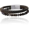 Lucky Brand 3-Row Blue Bracelet for Men 8.5″, Stainless Steel Braided and Bead Bracelet