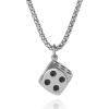 Lucky Brand Dice Pendant Necklace for Men 22″, Stainless Steel Jewelry