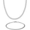 Lucky Brand Mens Jewelry Set with Curb Chain Necklace 22″ and Bracelet 8.5″, 304 4MM Stainless Steel
