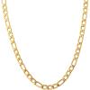 Lucky Brand Men’s Stainless Steel Figaro Chain Necklace – 22” Gold-Tone Plated 8MM 304 Steel Link Jewelry