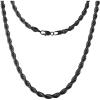 Lucky Brand Men’s Stainless Steel Rope Chain Necklace – 24” Black-Plated 7MM Durable 316L Steel Jewelry