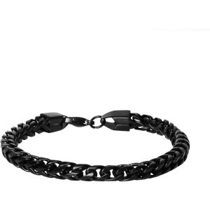 Lucky Brand Men’s Stainless Steel 6MM Spiga Chain Bracelet – Black Plated 8.75” Durable Link Jewelry