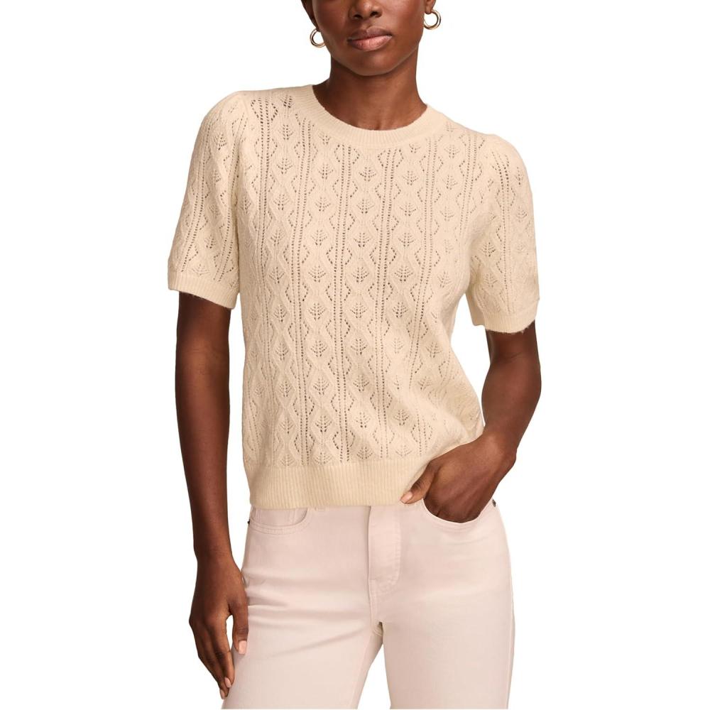 image:imageLucky Brand Womens Puff Sleeve Pointelle Sweater TeeTurtledove