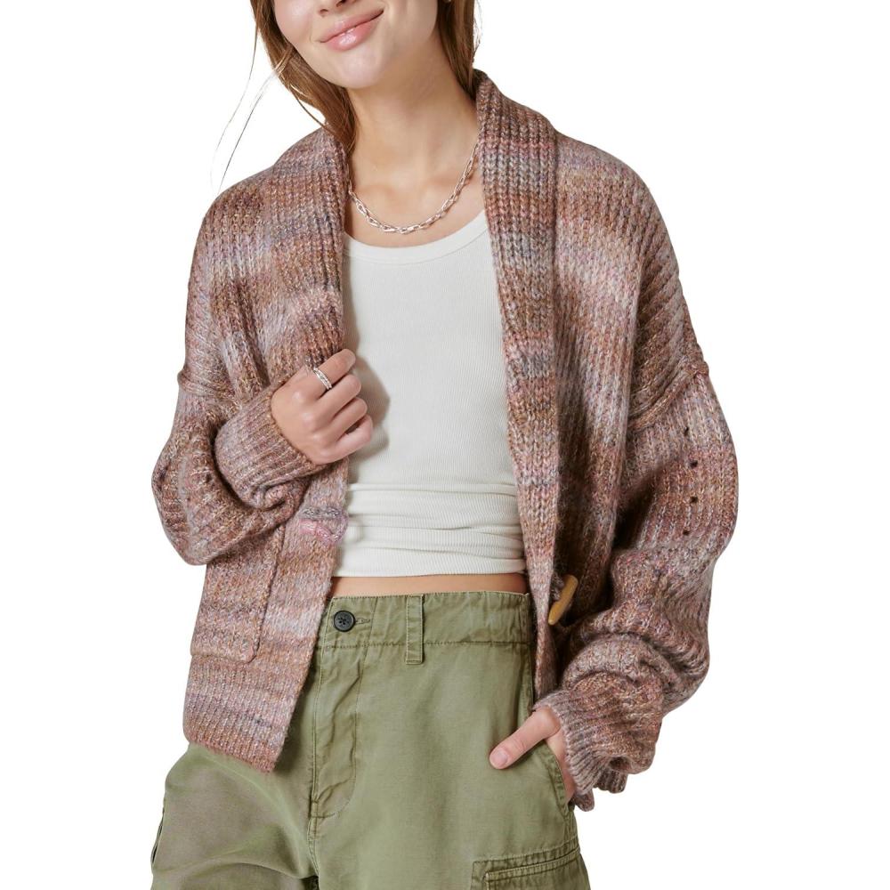 image:imageLucky Brand Womens Womens Toggle Front CardiganBerry Conserve Multi