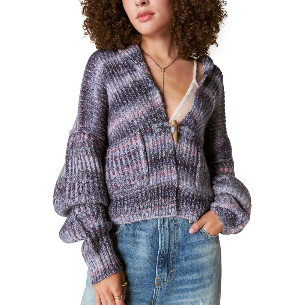 image:imageLucky Brand Womens Womens Toggle Front CardiganTaupe Multi