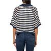 Lucky Brand Women’s Short Sleeve Pointelle Polo Button Down(Cadet Navy Multi Stripe)