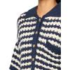 Lucky Brand Women’s Short Sleeve Pointelle Polo Button Down(Cadet Navy Multi Stripe)