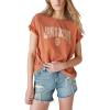 Lucky Brand Women’s Women’s Janis Joplin Peace Sign Boyfriend Tee(Potters Clay)