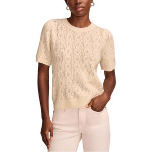 Lucky Brand Women’s Puff Sleeve Pointelle Sweater Tee(Turtledove)