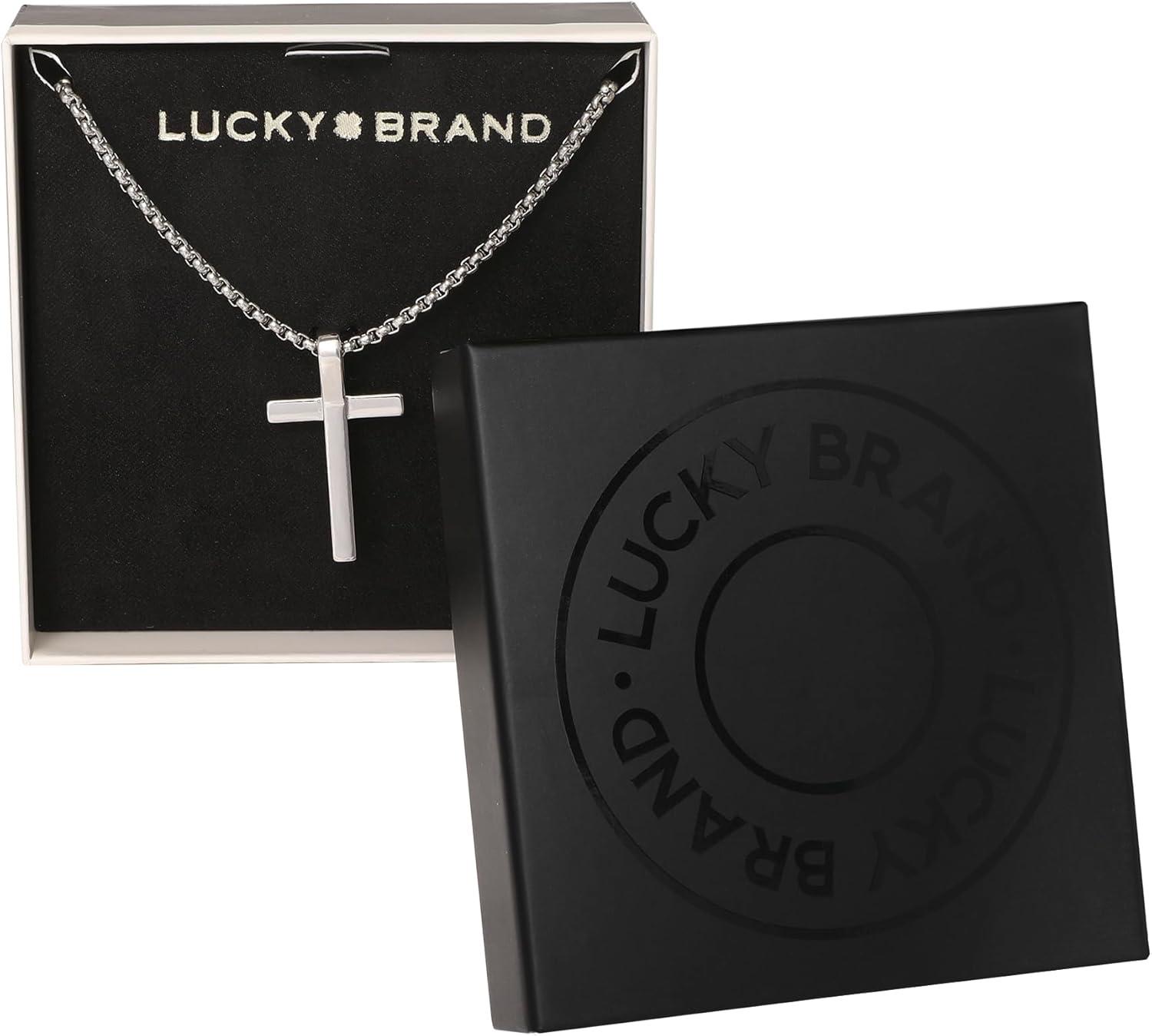 image:imageLucky Brand Cross Necklace for Men 22 Logo Cross Pendant Chain Necklace