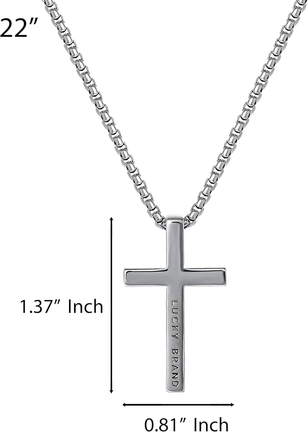 image:imageLucky Brand Cross Necklace for Men 22 Logo Cross Pendant Chain Necklace