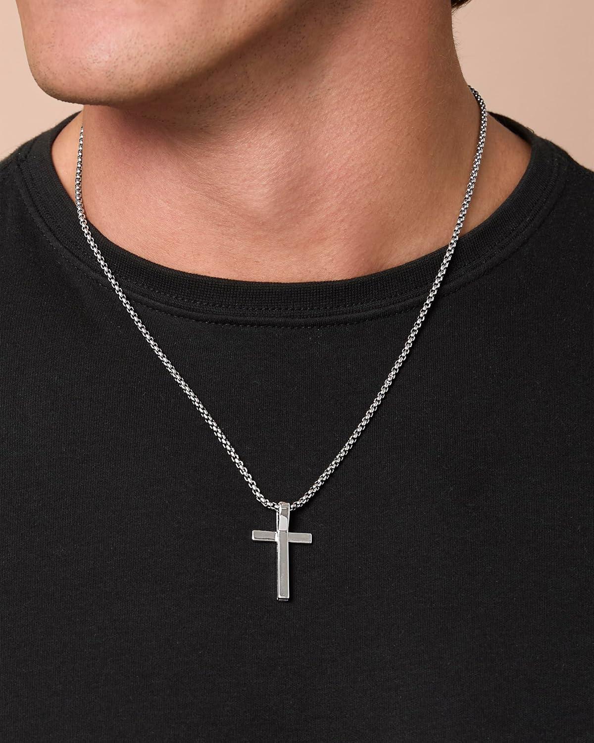 image:imageLucky Brand Cross Necklace for Men 22 Logo Cross Pendant Chain Necklace