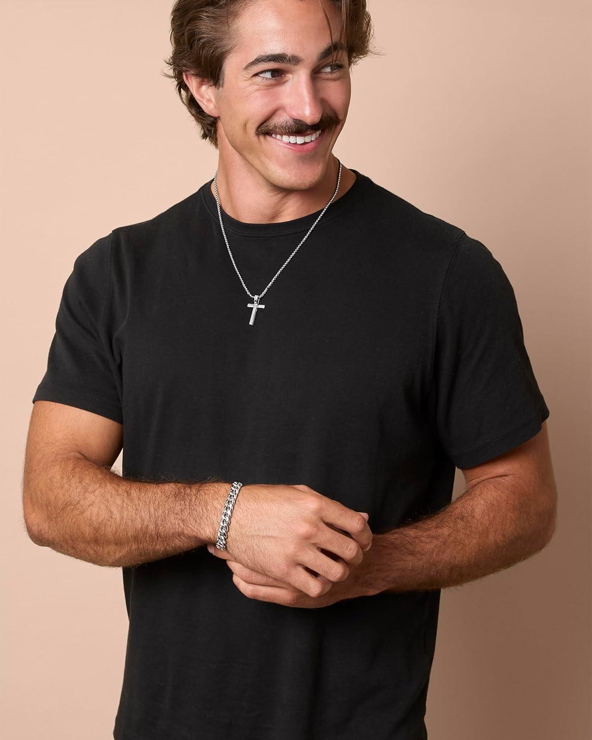 image:imageLucky Brand Cross Necklace for Men 22 Logo Cross Pendant Chain Necklace