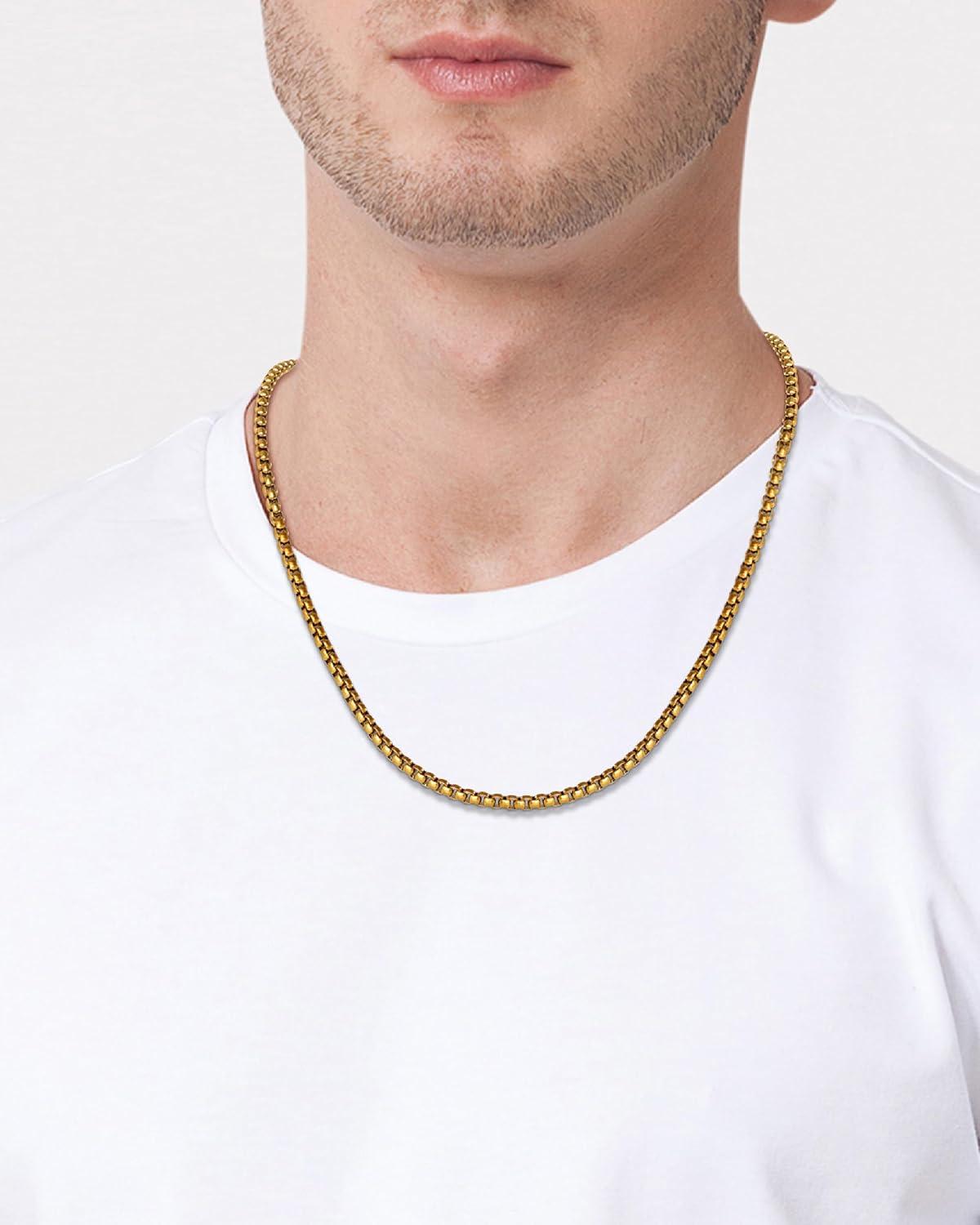 image:imageLucky Brand Mens Jewelry Set with Box Chain Necklace 22 and Bracelet 85 Gold TonePlated Stainless Steel