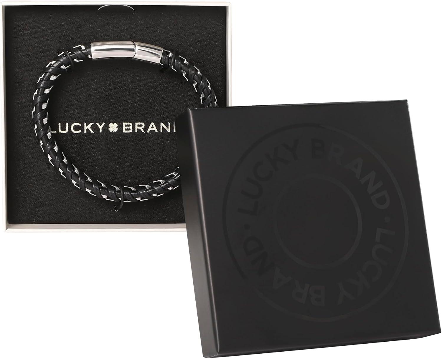 image:imageLucky Brand Mens Stainless Steel and Black Bracelet 85 Silver Chain Bracelet for Men