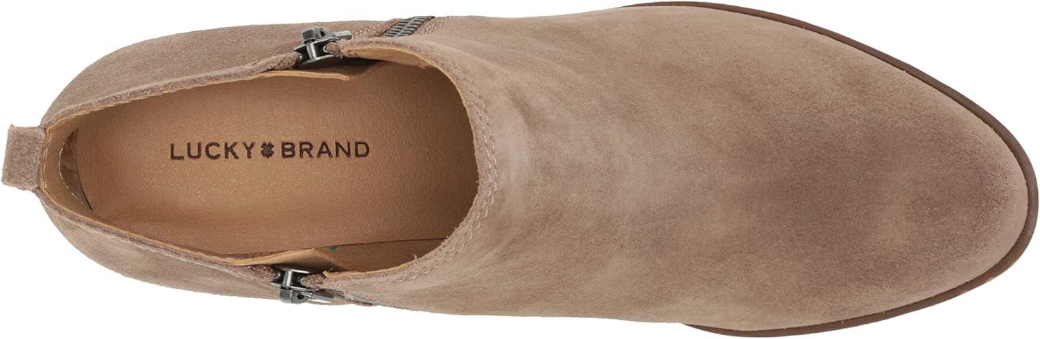 image:imageLucky Brand Womens Basel Ankle BootiesDark MushroomNatural Oiled Suede