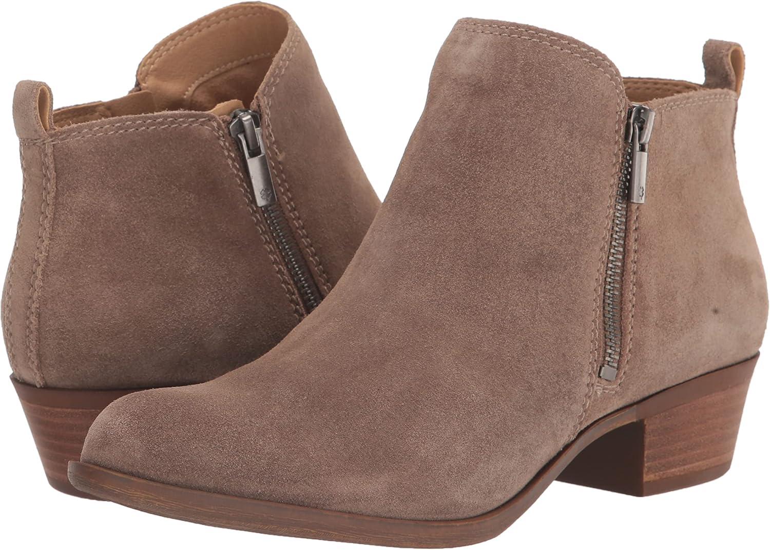image:imageLucky Brand Womens Basel Ankle BootiesDark MushroomNatural Oiled Suede