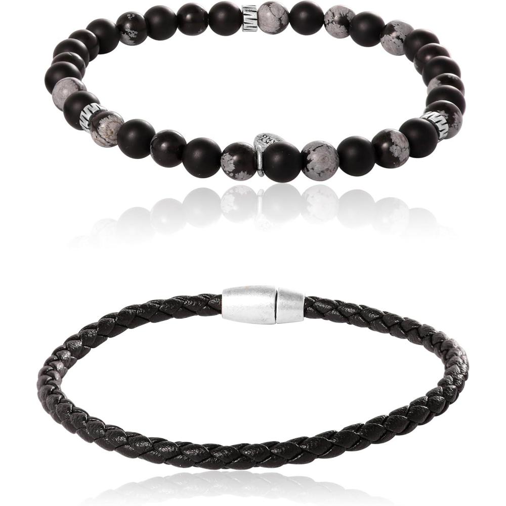 image:imageLucky Brand Bracelet Set for Men 2 Pieces 85 Braided and Stretch Beaded Bracelets Gifts for Him