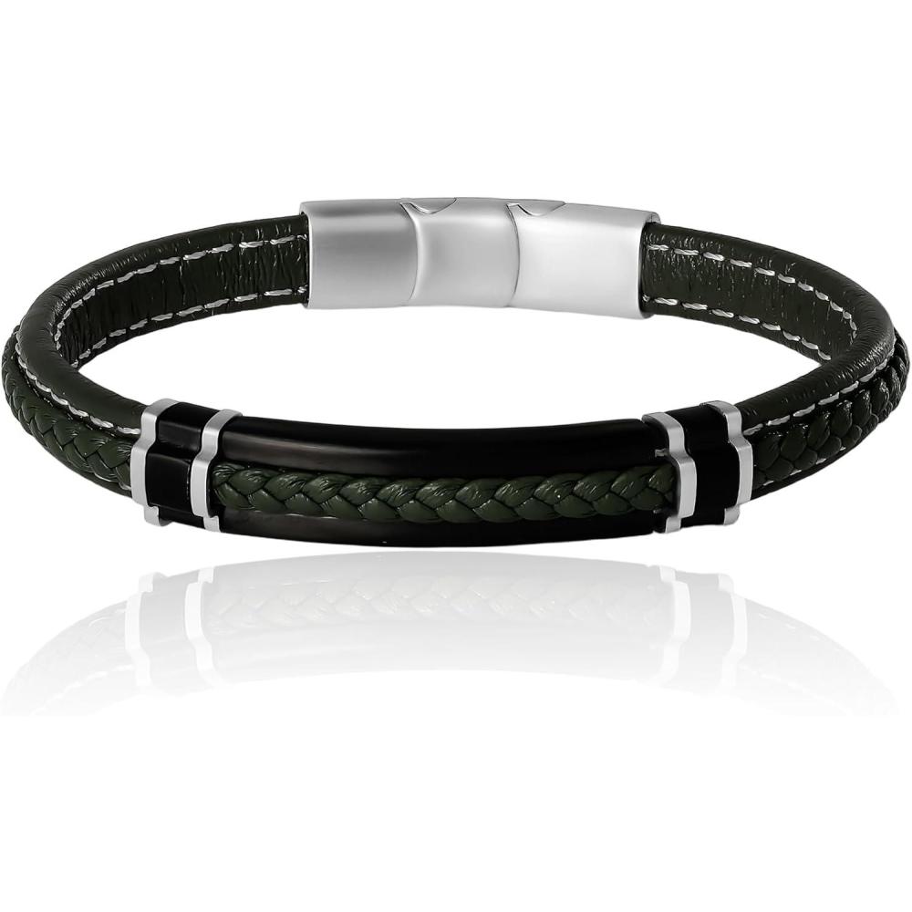 image:imageLucky Brand Stainless Steel and Braided Bracelet for Men 85 Braided Multirow Bracelet